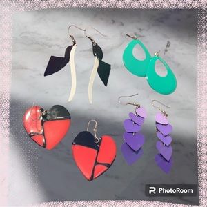 Lot of Four Pairs 1980s Earrings